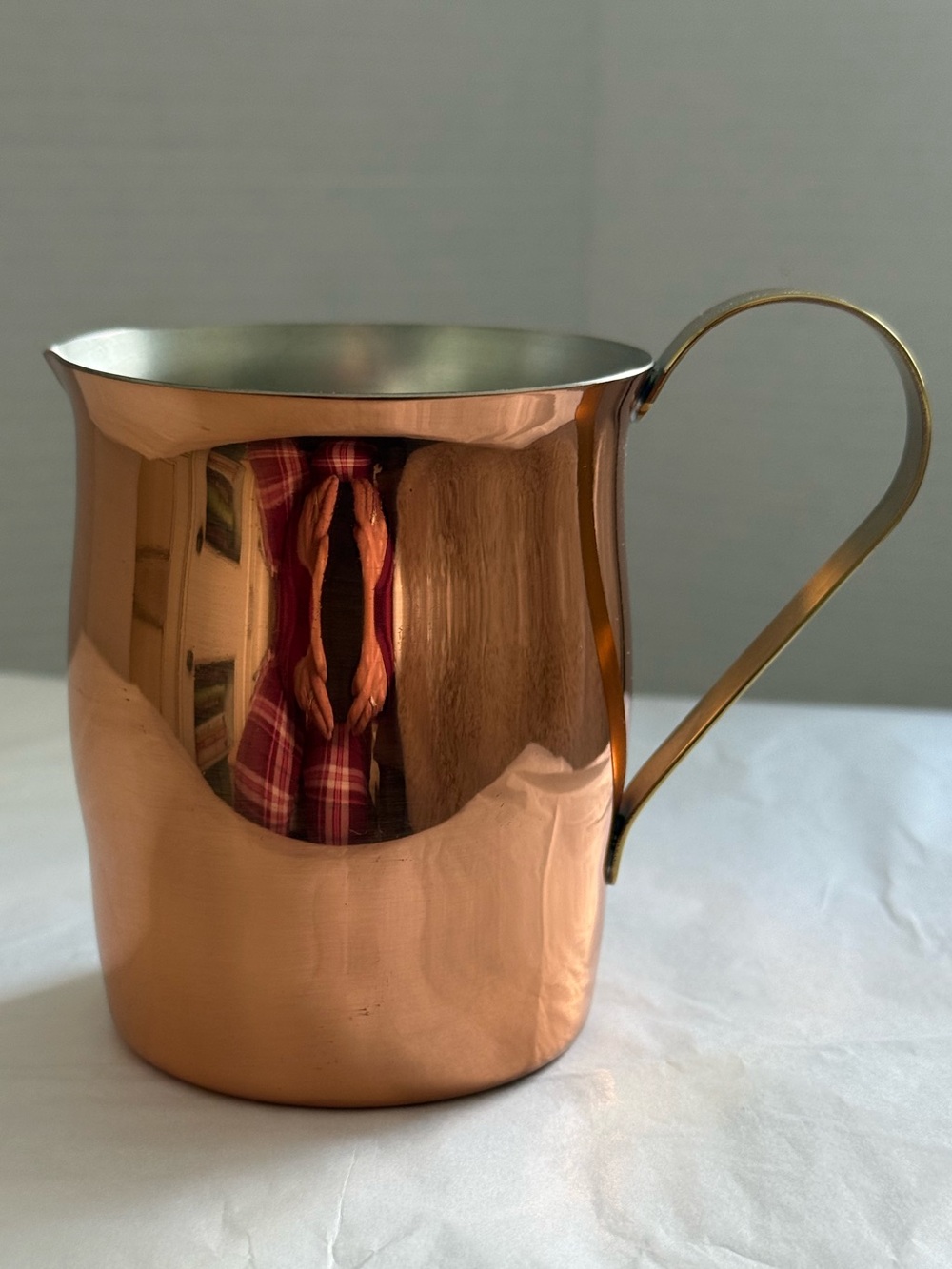 Coppercraft Guild Shiny Copper Pitcher with Spout and Brass Handle -Appears New